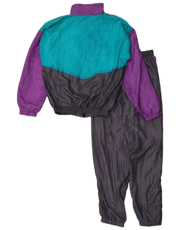 Vintage masculino solto ajuste completo agasalho pequeno preto colorblock nylon