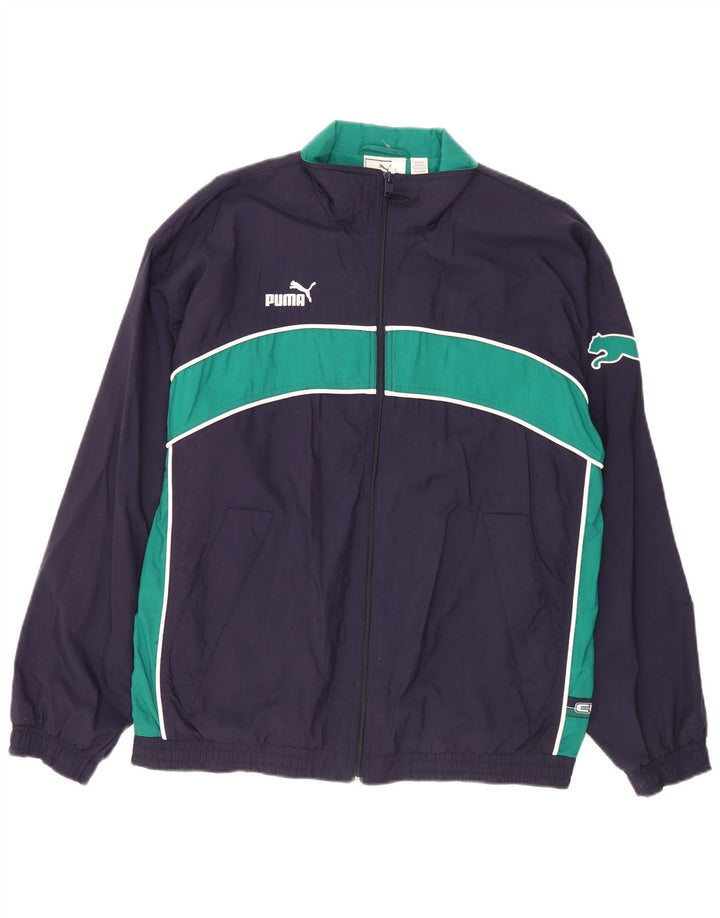 Puma Mens Tracksuit Top Jacket Médio Azul Marinho Colourblock Nylon Sports