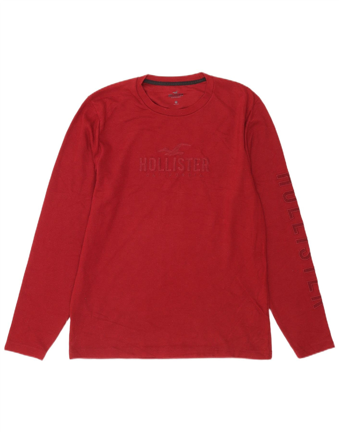 Hollister Mens Graphic Top Manga Longa Médio Algodão Borgonha