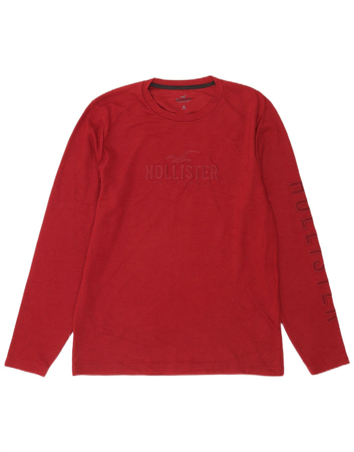 Hollister Mens Graphic Top Manga Longa Médio Algodão Borgonha