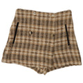 Zara Shorts feminino casual médio W28 poliéster xadrez marrom