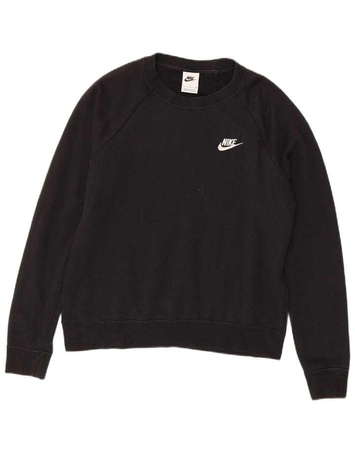 Nike feminino oversized moletom jumper reino unido 10 pequeno algodão preto