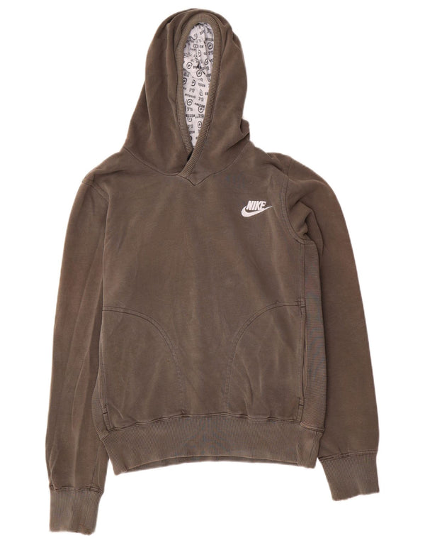 Jumper com capuz gráfico feminino Nike UK 10/12 algodão cáqui médio