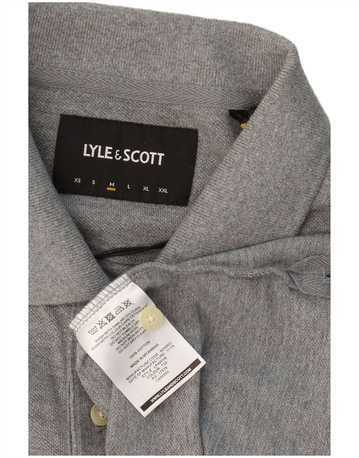 Camisa polo masculina de manga comprida LYLE & SCOTT algodão cinza médio