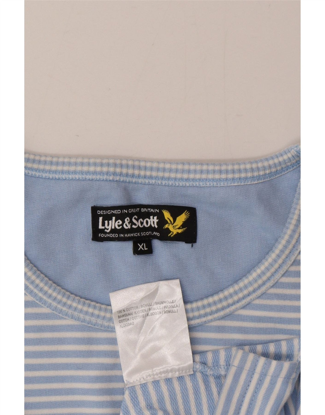 Top masculino Lyle & Scott manga comprida XL listrado azul
