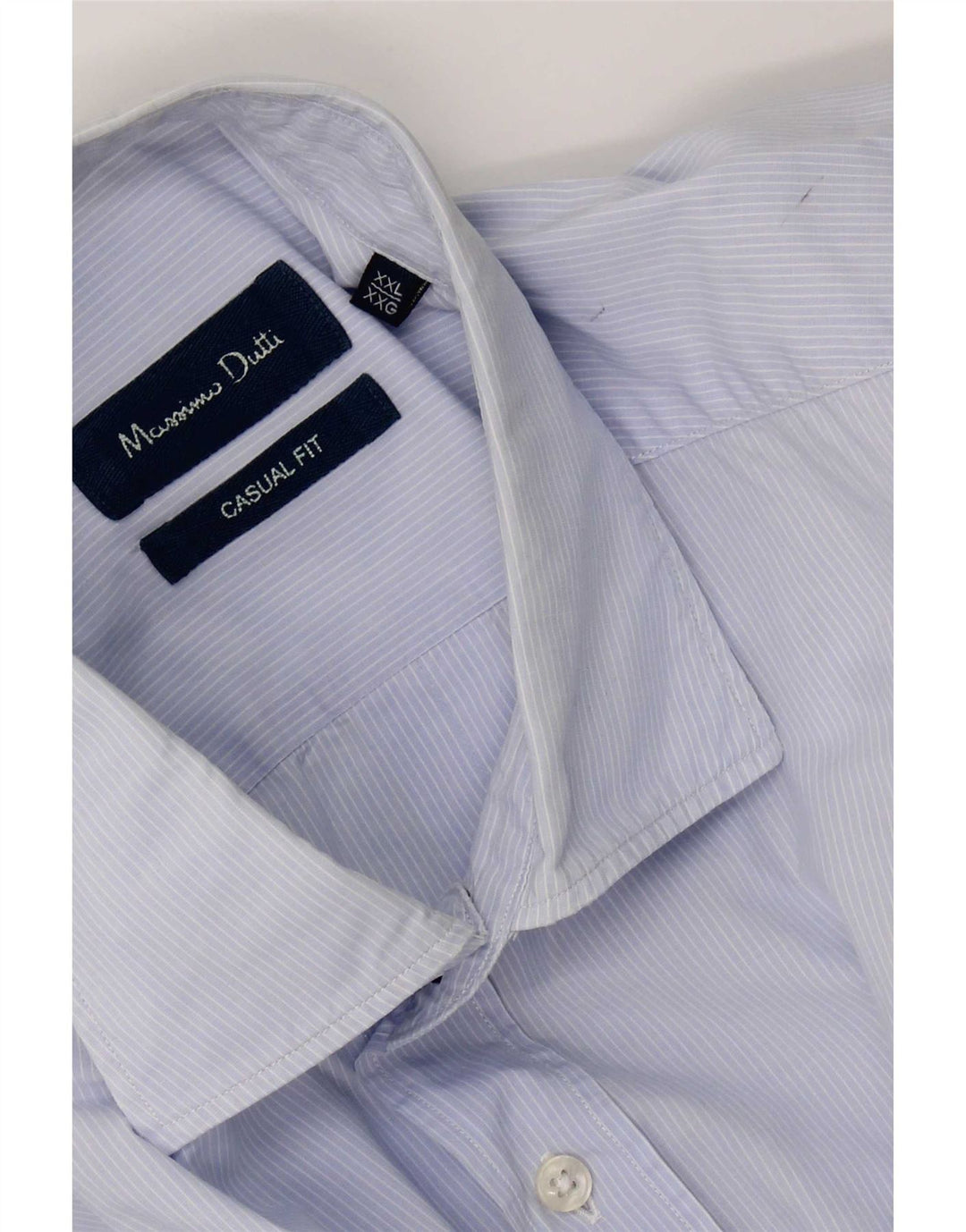 Camisa masculina casual Massimo Dutti 2XL risca de giz azul