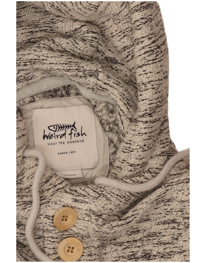 WEIRD FISH Mens moletom com capuz pequeno cinza manchado