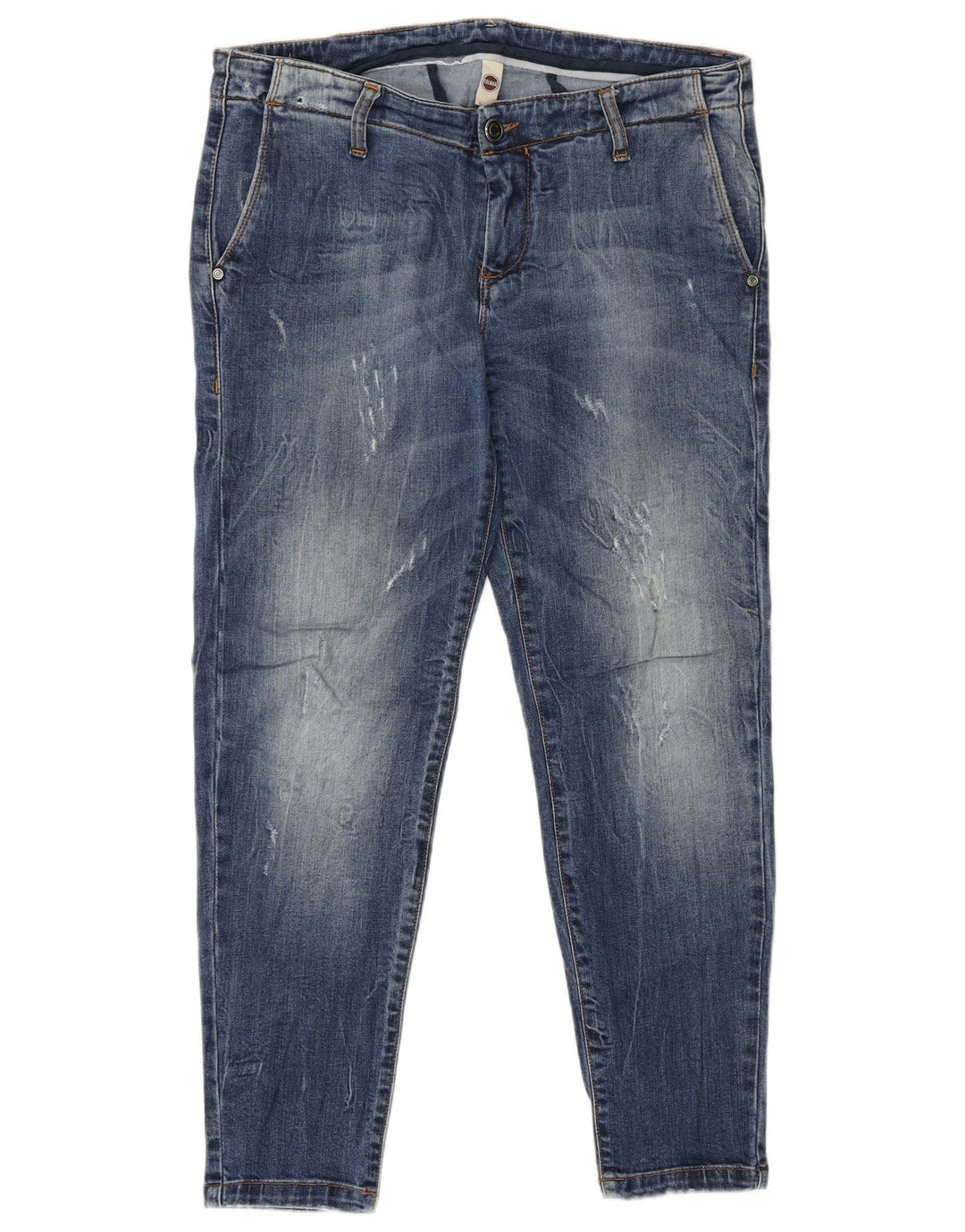 Colmar Jeans feminino cortado slim desgastado IT 44 médio W30 L26 azul