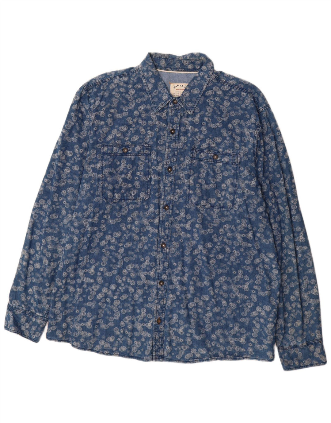 Camisa masculina Fat Face 2XL algodão floral azul