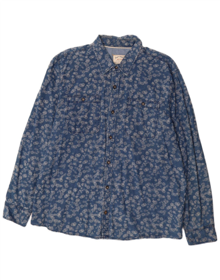 Camisa masculina Fat Face 2XL algodão floral azul