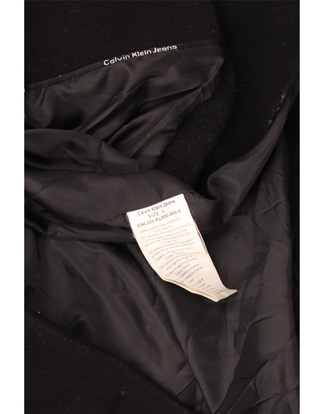 Sobretudo feminino Calvin Klein Jeans UK 14 grande lã preta