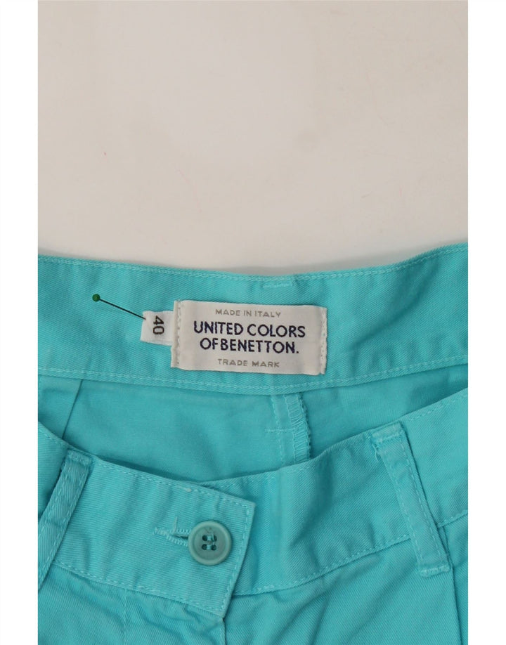 BENETTON Womens High Waist Pegged Bermuda Shorts IT 40 Small W24 Turquoise Vintage Benetton and Second-Hand Benetton from Messina Hembry 