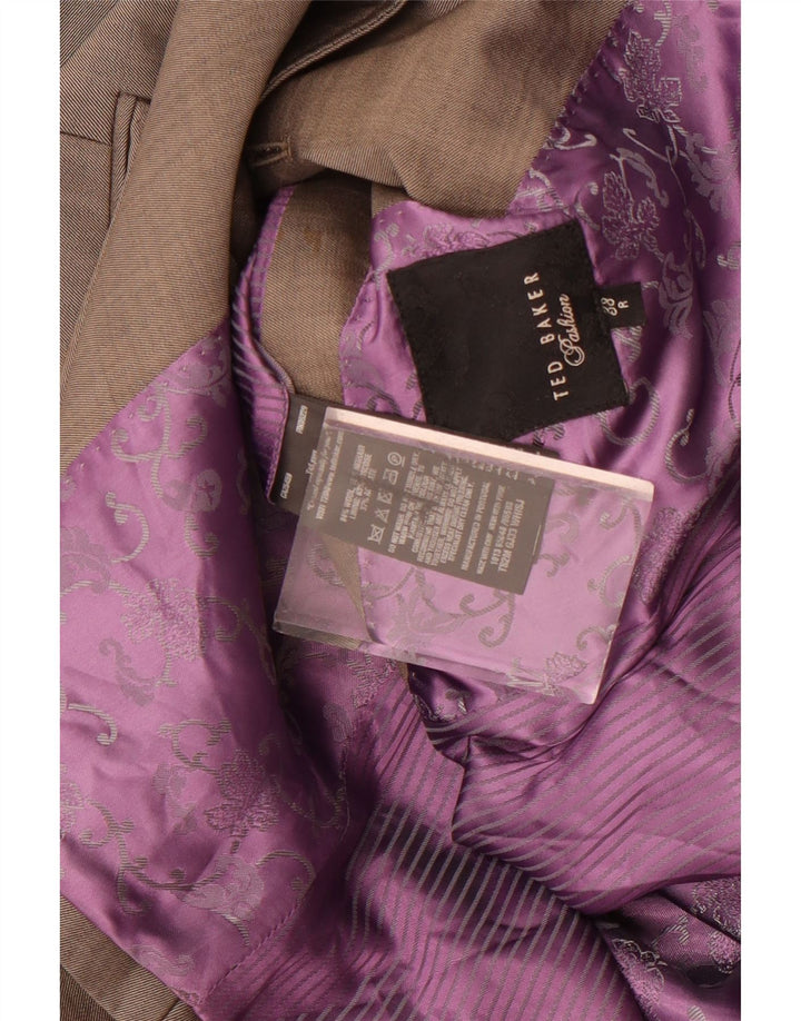 Jaqueta blazer masculina de 2 botões Ted Baker EUA 38 lã cinza médio