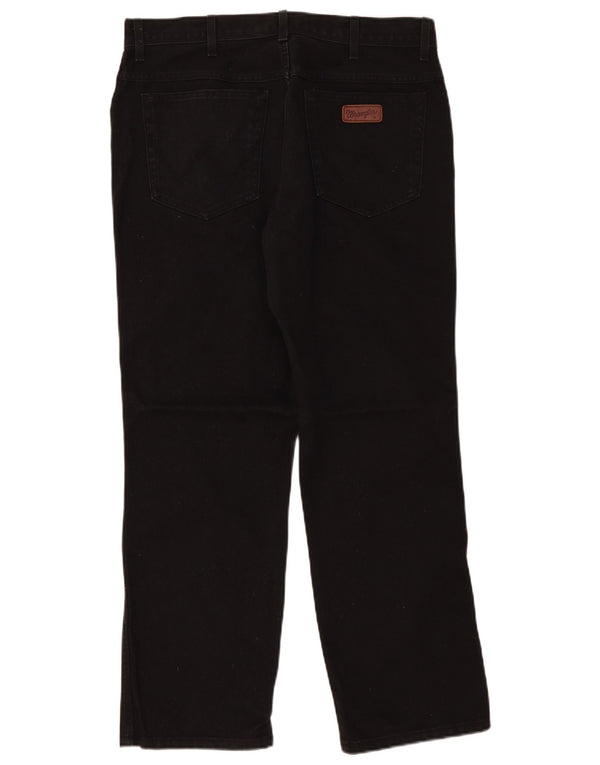 Wrangler Mens Regular Fit Straight Jeans W36 L30 Algodão Preto