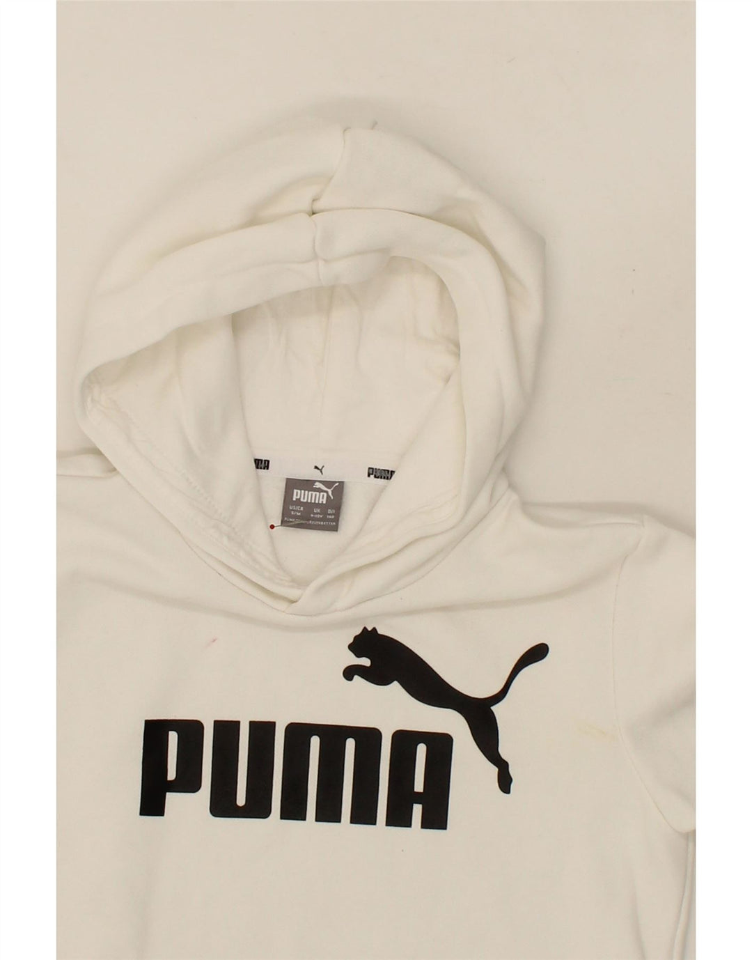 PUMA Boys Graphic Hoodie Jumper 9-10 Years White Cotton Vintage Puma and Second-Hand Puma from Messina Hembry 