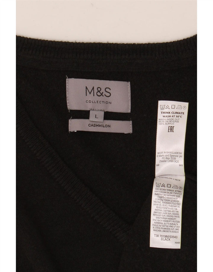 Suéter masculino Marks & Spencer com decote em V grande acrílico preto