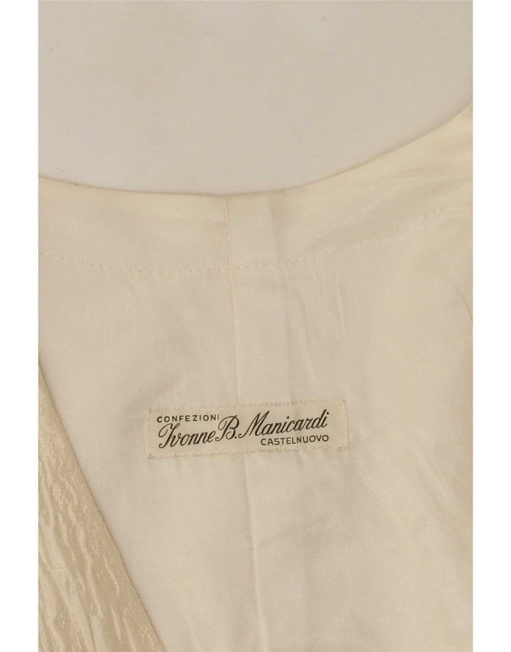 Jaqueta blazer feminina vintage com peito duplo UK 14 médio off white