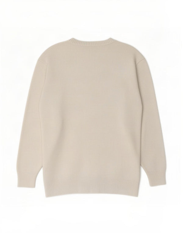 Suéter Cardigan Feminino Vintage Reino Unido 16 Grande Algodão Branco