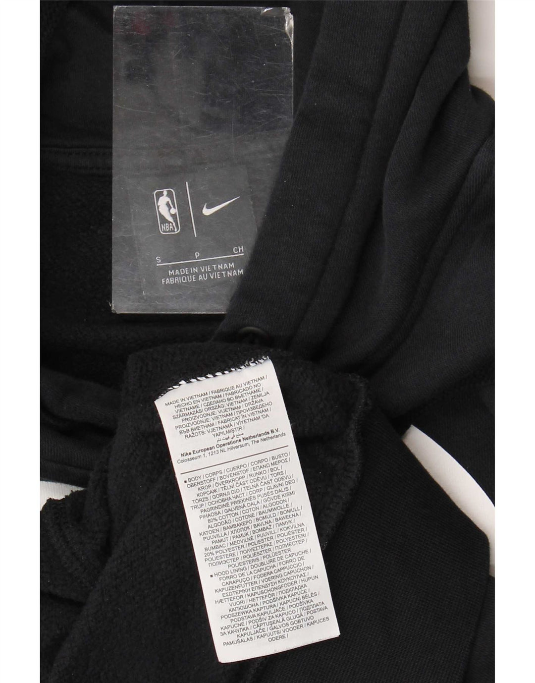 Moletom com capuz gráfico Nike Brooklyn Nets masculino pequeno algodão preto