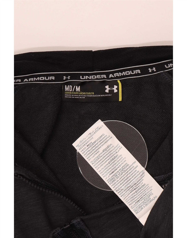Suéter masculino com capuz e zíper Under Armour algodão cinza médio