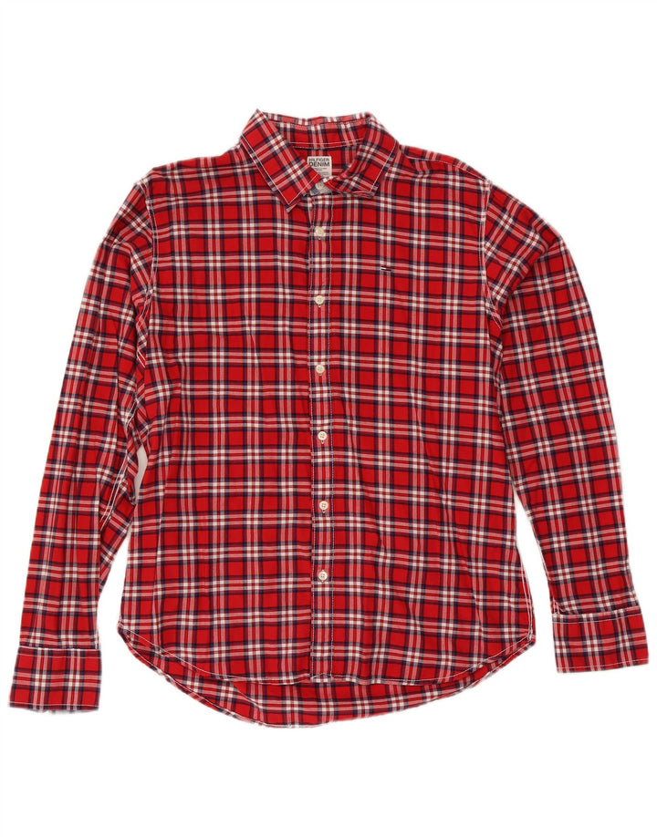Camisa masculina Tommy Hilfiger XL vermelha xadrez algodão