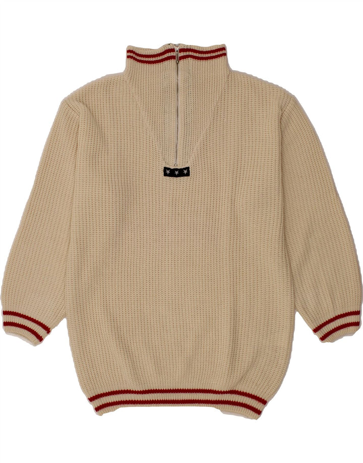 FLASH LIGHTS Womens Zip Neck Jumper Sweater UK 18 XL Off White Preppy Vintage Flash Lights and Second-Hand Flash Lights from Messina Hembry 
