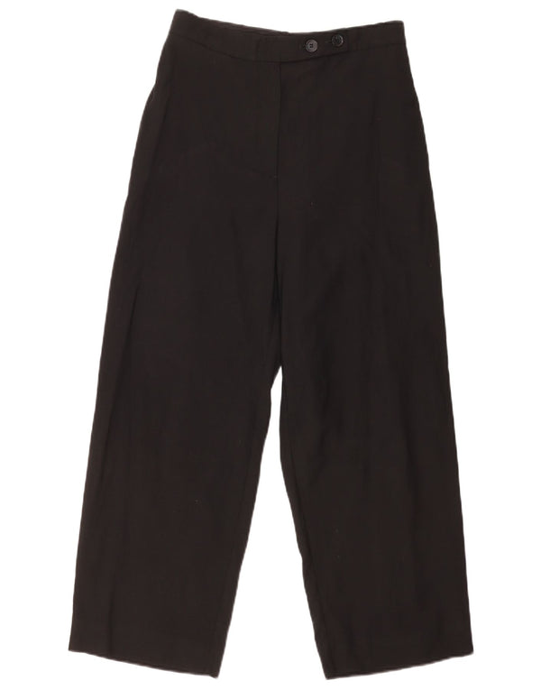 Calça feminina casual cintura alta perna larga W26 L25 viscose preta