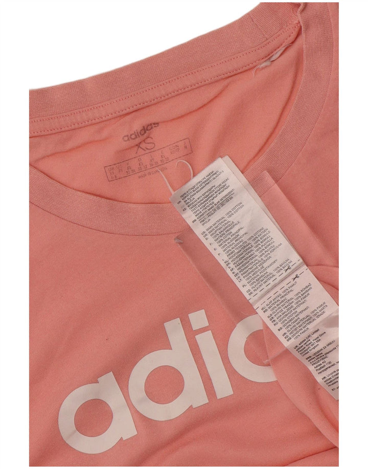 ADIDAS Womens Graphic T-Shirt Top UK 4/6 XS Rosa Algodão