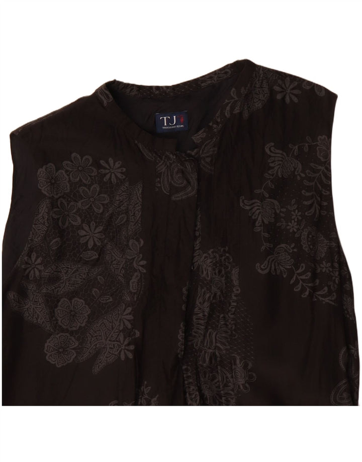 Trussardi Jeans vestido feminino sem mangas evasê IT 44 médio preto floral