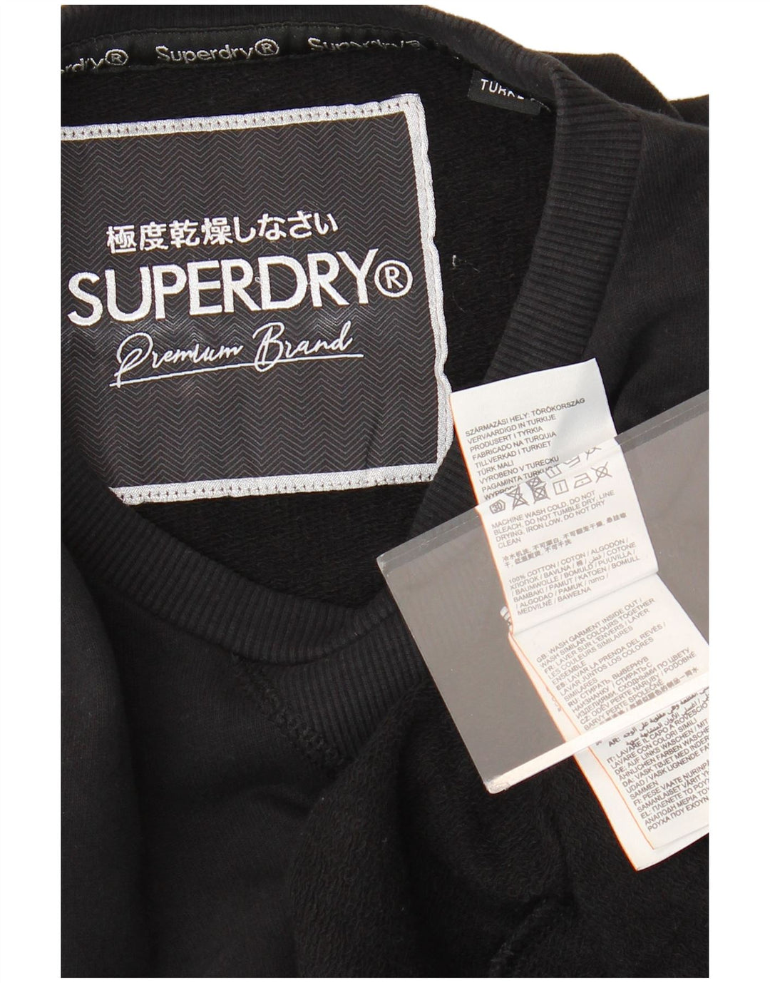 SUPERDRY vestido feminino com moletom gráfico UK 12 algodão preto médio