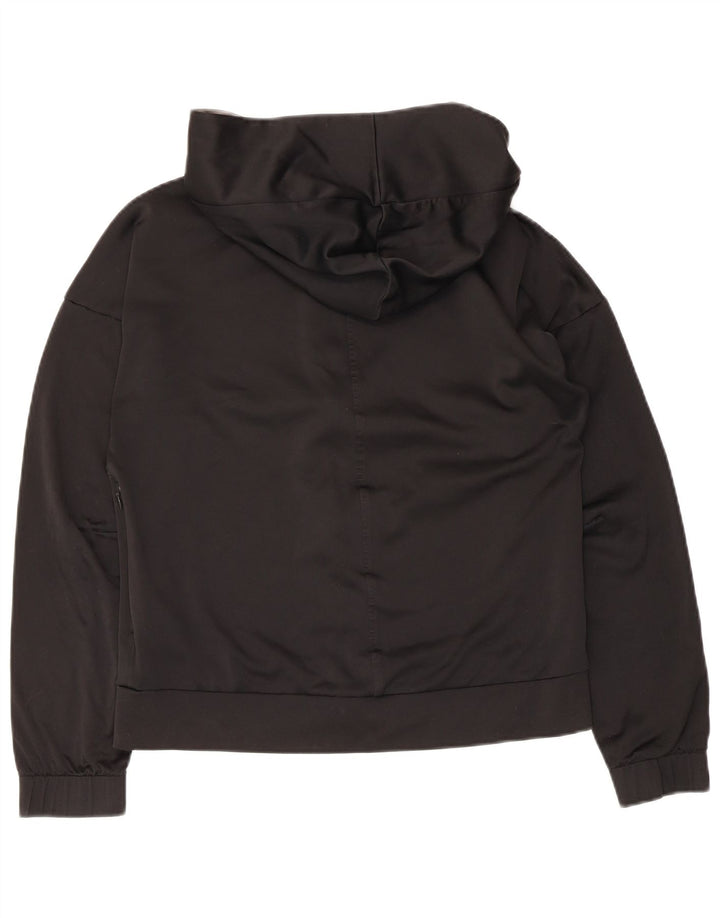 Adidas Womens Hooded Tracksuit Top Jacket Reino Unido 8/10 Pequeno Poliéster Preto