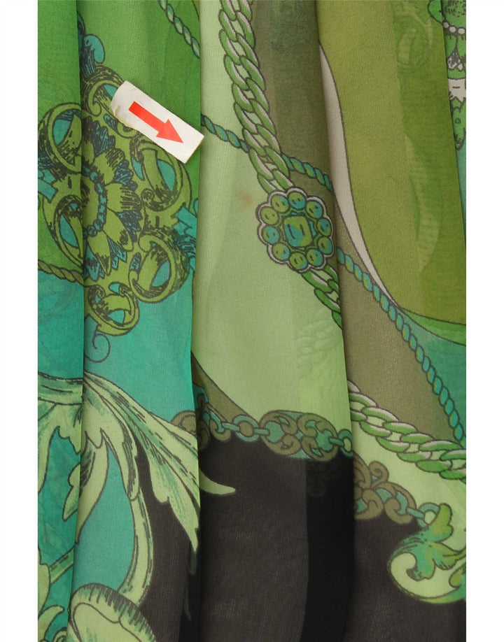 Saia plissada feminina vintage cintura alta W30 patchwork verde médio