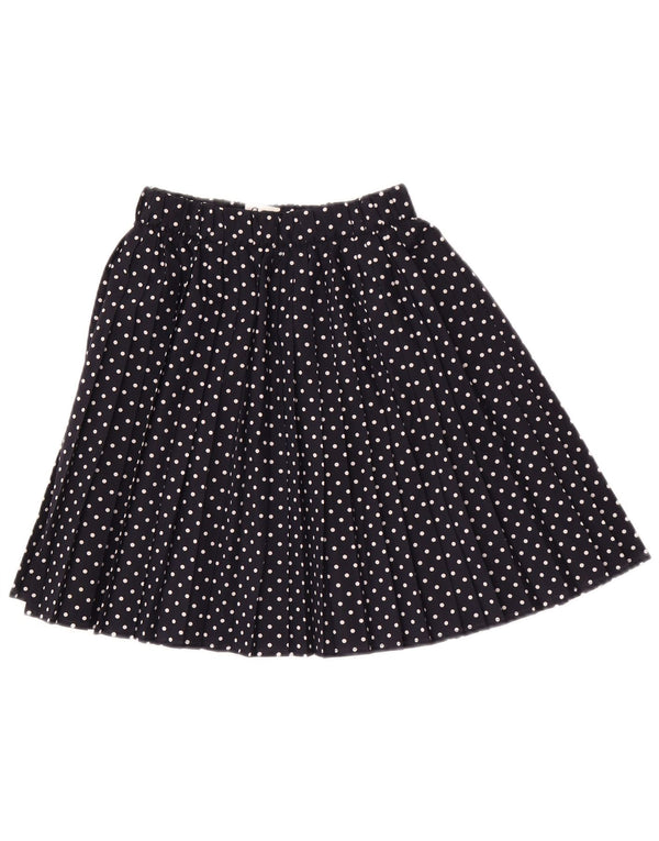 Mini saia plissada feminina vintage IT 42 médio W26 bolinhas azul marinho
