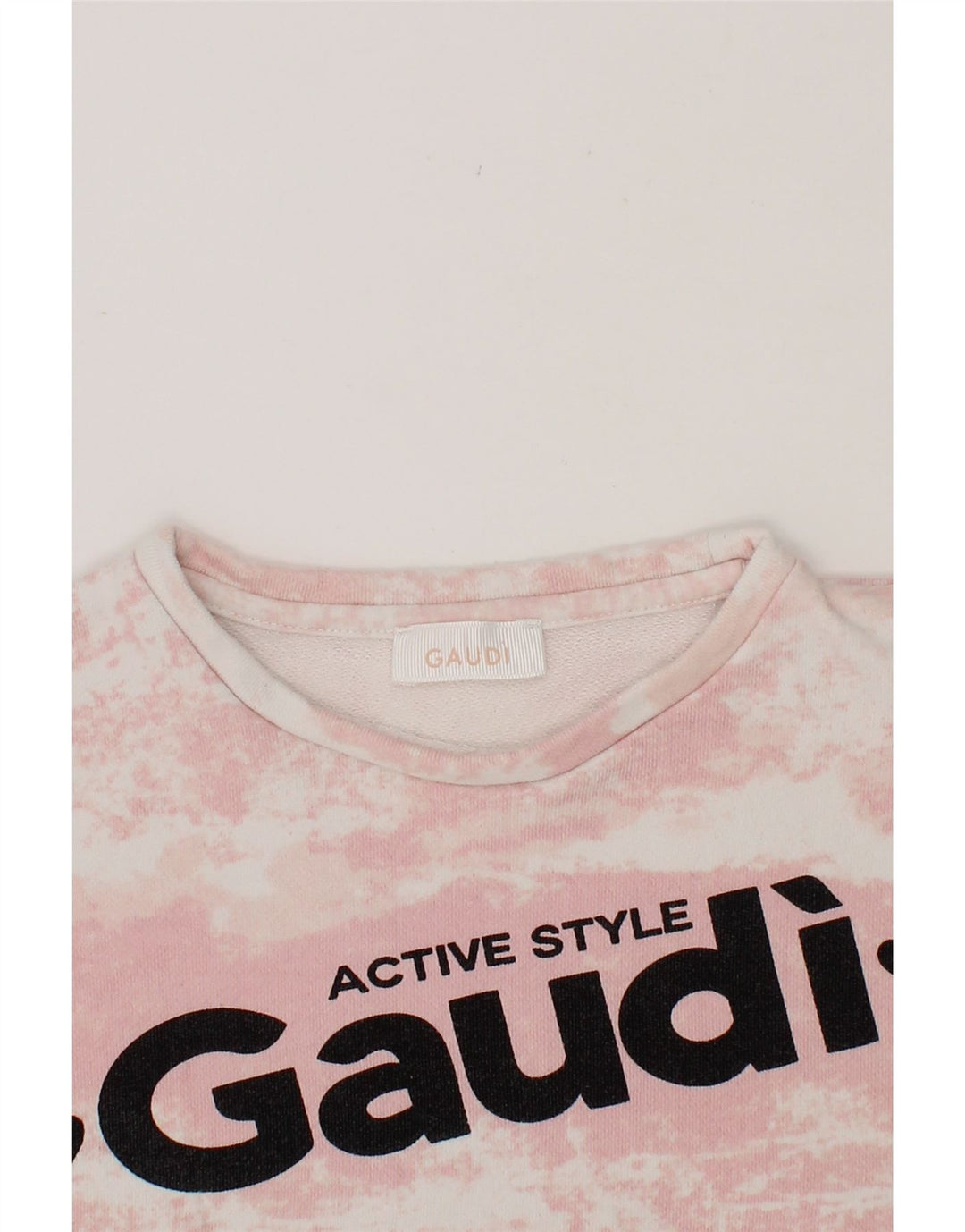 GAUDI Girls Graphic Sweatshirt Jumper 7-8 Years Pink Tie Dye Cotton Vintage Gaudi and Second-Hand Gaudi from Messina Hembry 