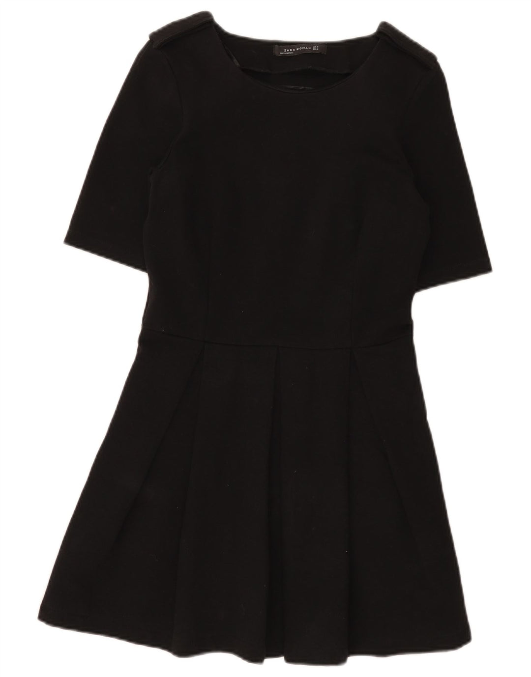 Vestido feminino Zara A-Line UK 12 algodão preto médio