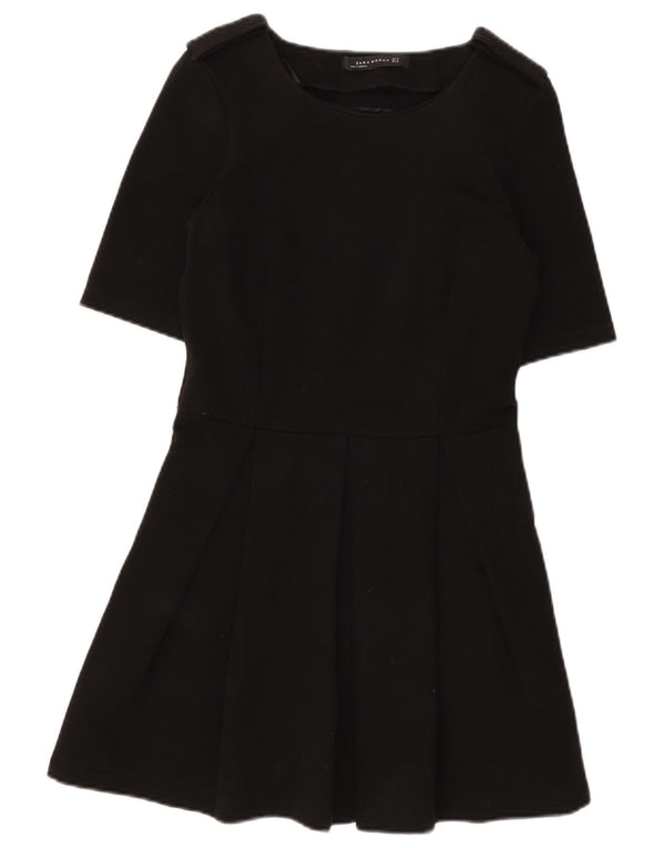 Vestido feminino Zara A-Line UK 12 algodão preto médio