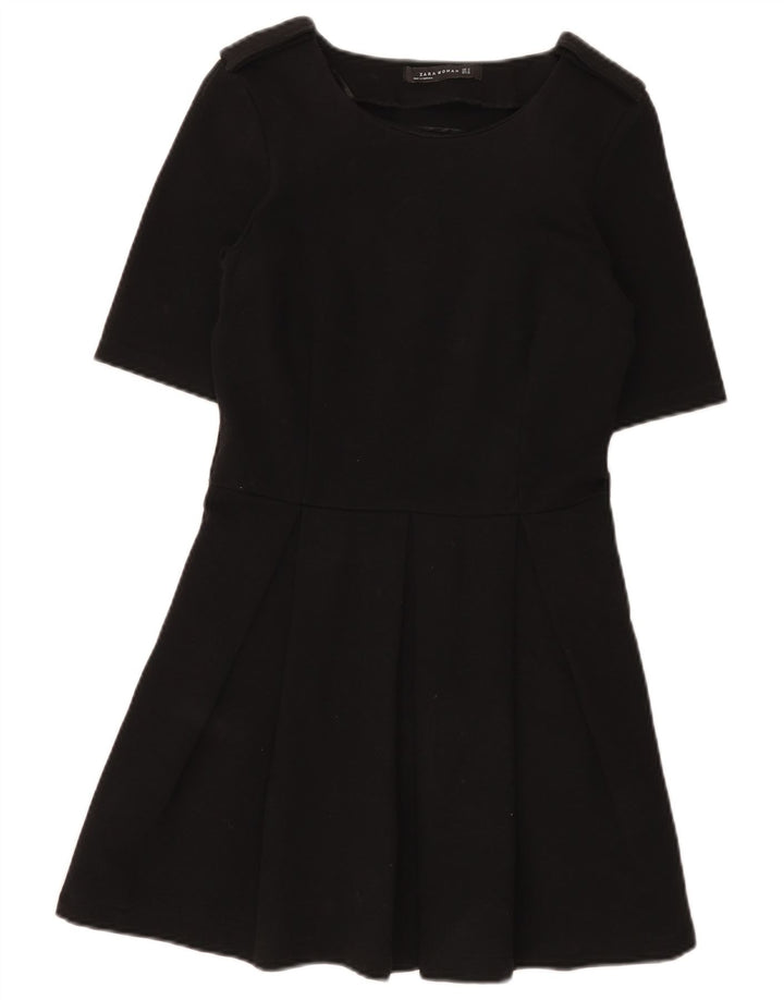 Vestido feminino Zara A-Line UK 12 algodão preto médio