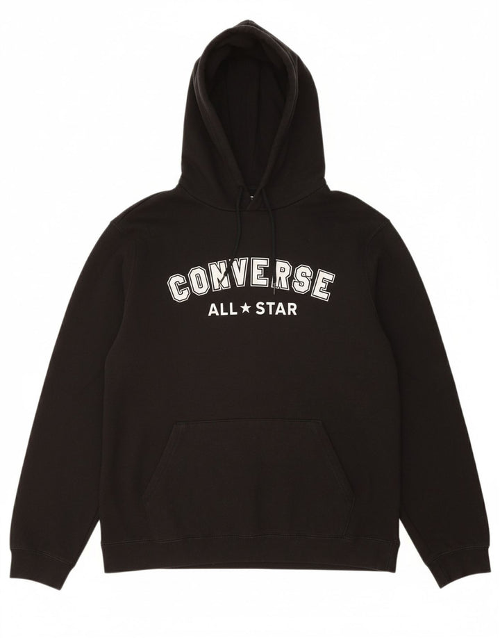 Suéter com capuz gráfico masculino CONVERSE algodão preto médio