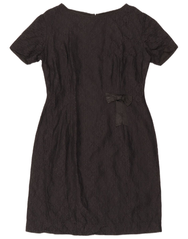 Vestido feminino vintage com bainha de renda IT 44 médio preto floral