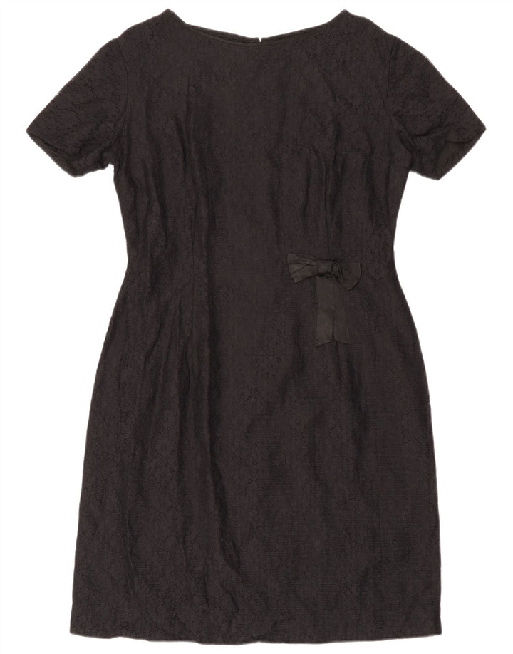Vestido feminino vintage com bainha de renda IT 44 médio preto floral