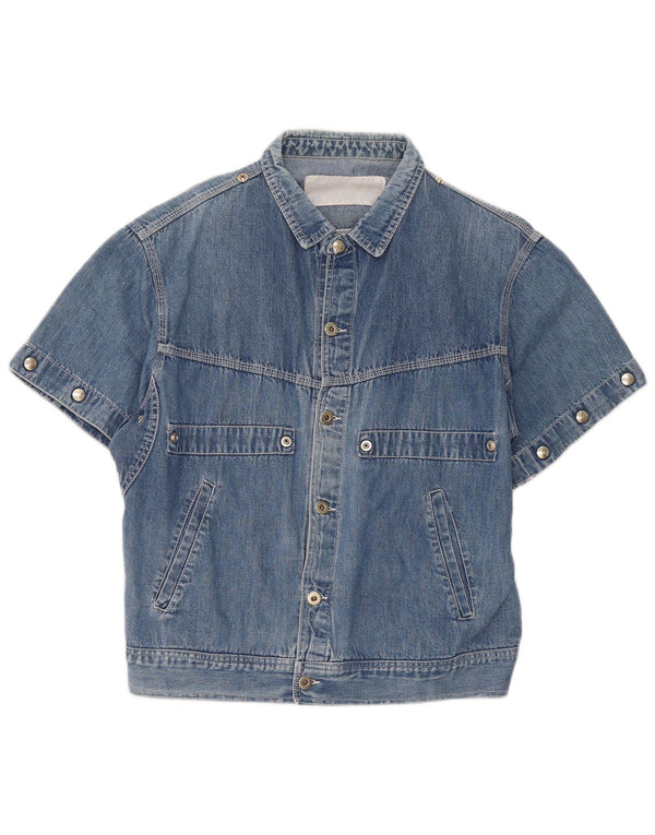 Camisa jeans masculina de manga curta Lemon azul médio