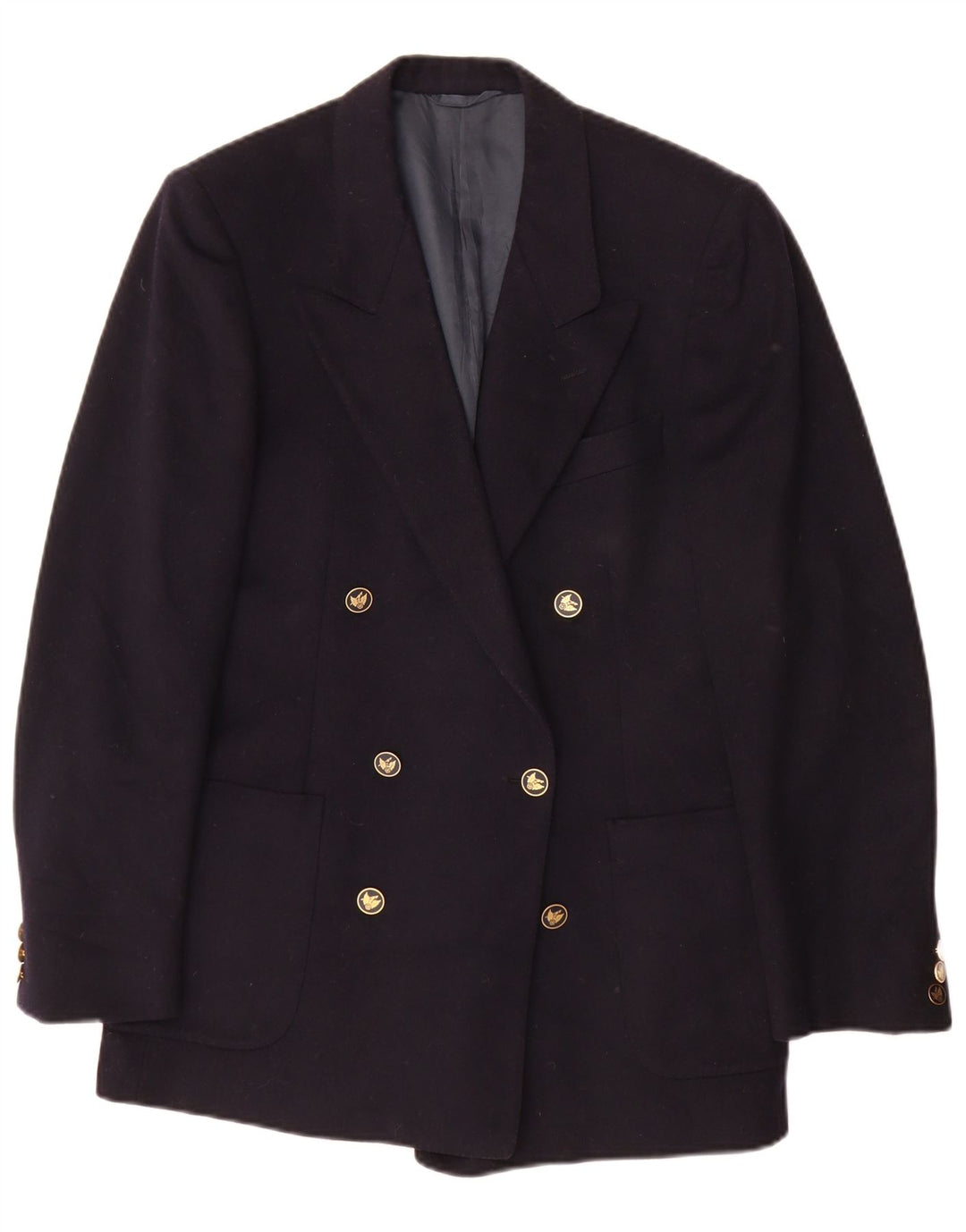Jaqueta blazer masculina San Remo com peito duplo IT 46 pequena lã azul marinho