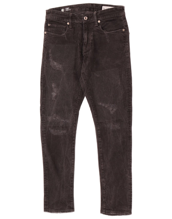 G-Star masculino 3301 jeans super slim desgastado W28 L29 preto