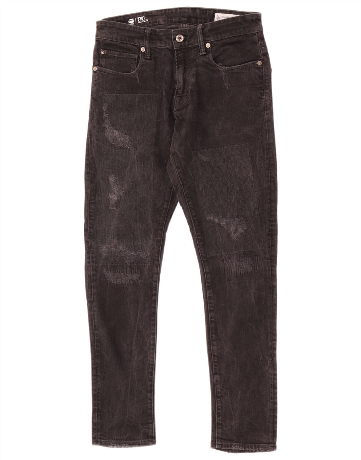 G-Star masculino 3301 jeans super slim desgastado W28 L29 preto