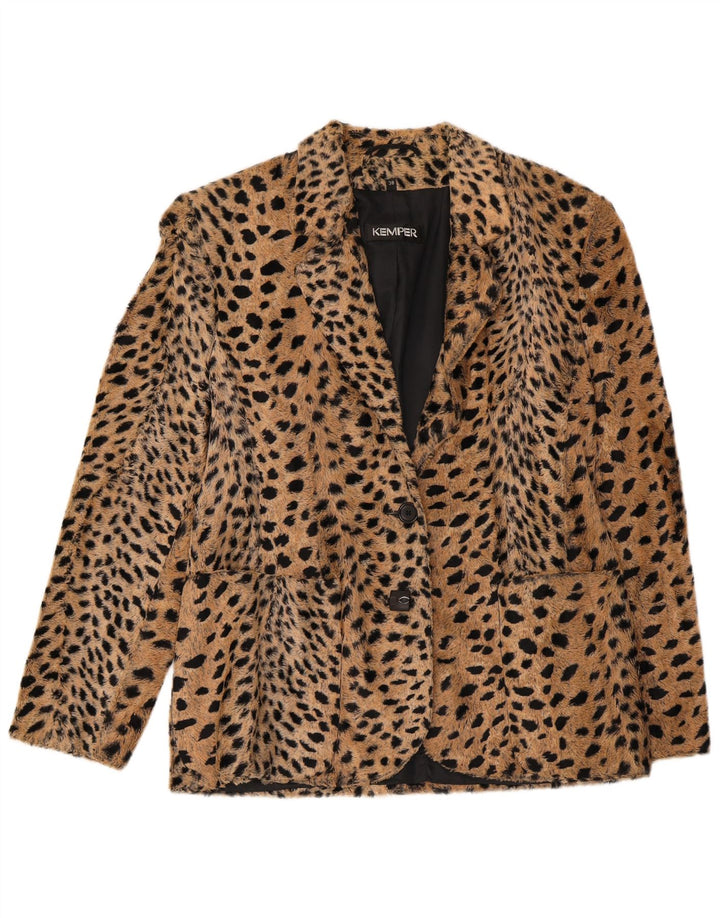 Jaqueta blazer feminina Kemper com 2 botões UE 38 bege médio estampa animal