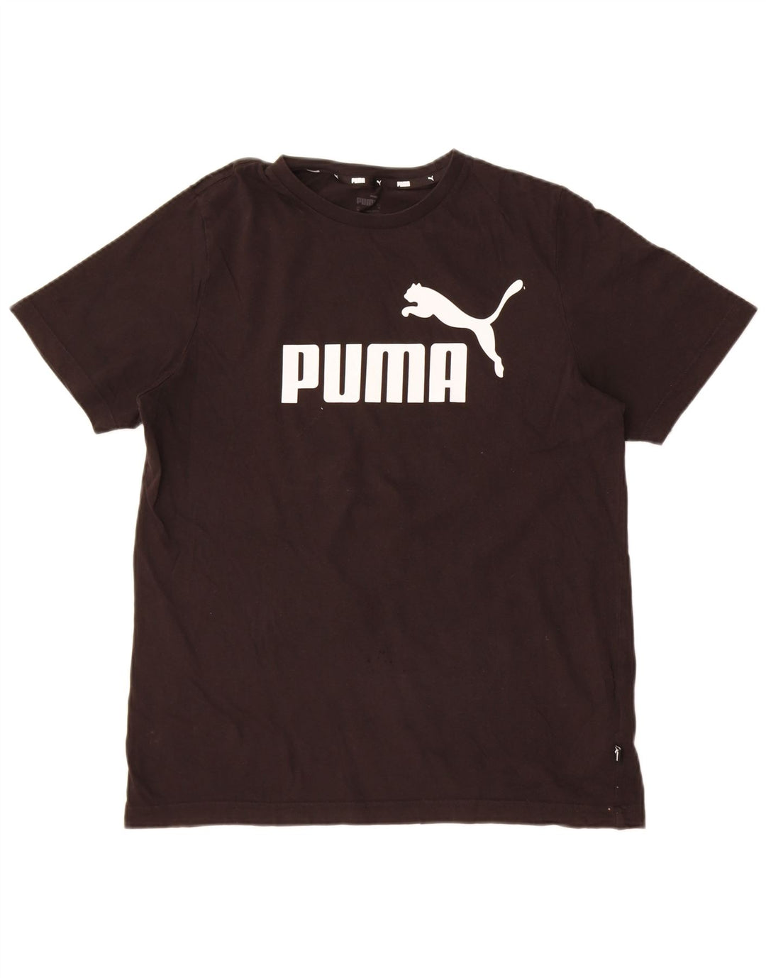 Puma Mens Graphic T-Shirt Top Médio Algodão Preto