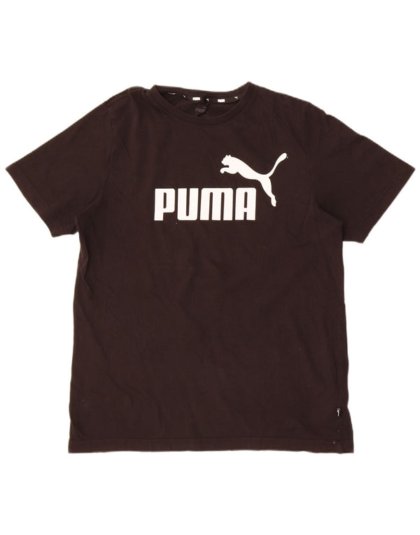 Puma Mens Graphic T-Shirt Top Médio Algodão Preto