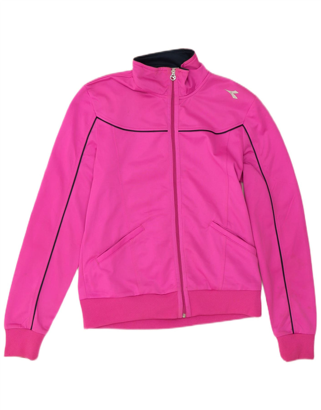 Diadora Womens Tracksuit Top Jacket UK 14 Medium Pink Poliéster