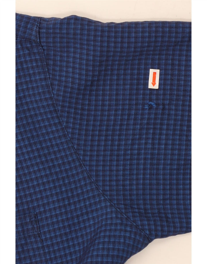 Camisa masculina de manga curta MOSSIMO XL azul Gingham Rayon