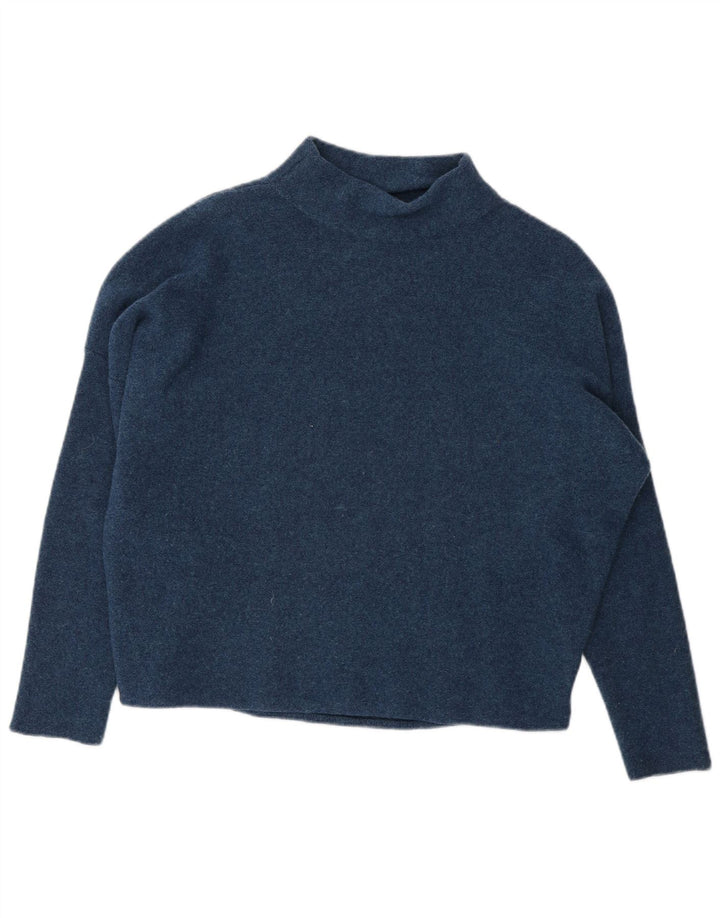 Suéter feminino Toast com gola tartaruga Reino Unido 14 lã merino azul médio
